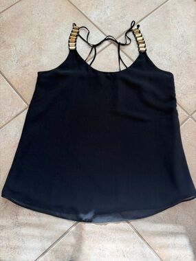 Black Camisole with Gold Accent Straps